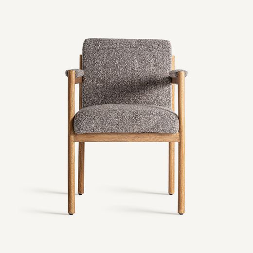 Silla de madera y tejido en gris, 62 x 68 x 89 cm | Bezier
