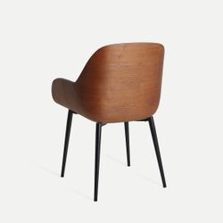 Silla de madera y tejido en marrón y blanco, 58 x 54 x 86 cm | Beesd