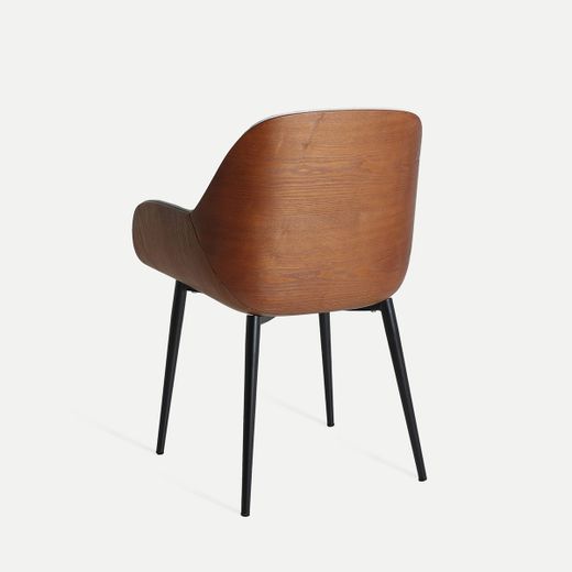 Silla de madera y tejido en marrón y blanco, 58 x 54 x 86 cm | Beesd