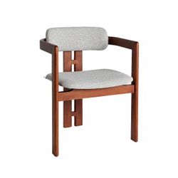 Silla de madera y tejido en marrón y gris, 57 x 56 x 75 cm | Hedel