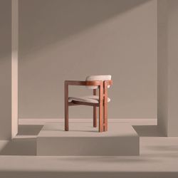Silla de madera y tejido en marrón y gris, 57 x 56 x 75 cm | Hedel