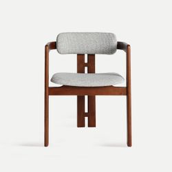 Silla de madera y tejido en marrón y gris, 57 x 56 x 75 cm | Hedel