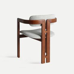 Silla de madera y tejido en marrón y gris, 57 x 56 x 75 cm | Hedel