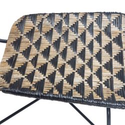 Black Metal and Wicker Chair, 42x54x79 cm