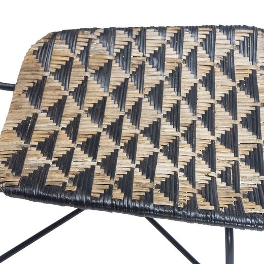 Black Metal and Wicker Chair, 42x54x79 cm