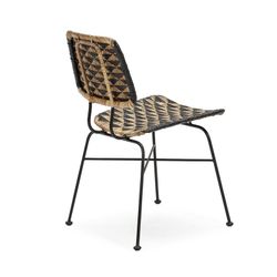 Black Metal and Wicker Chair, 42x54x79 cm