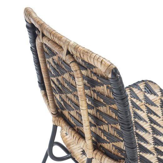 Black Metal and Wicker Chair, 42x54x79 cm