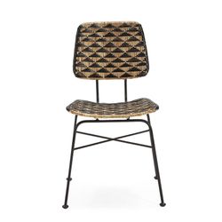 Black Metal and Wicker Chair, 42x54x79 cm
