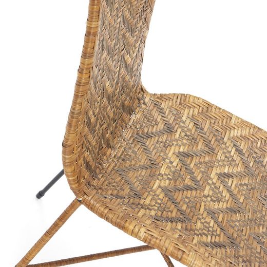 Black Metal and Wicker Chair, 43x54x83 cm