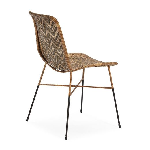 Black Metal and Wicker Chair, 43x54x83 cm