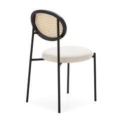 Sort metal og rattan stol, 44x53x83 cm