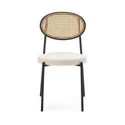 Sort metal og rattan stol, 44x53x83 cm