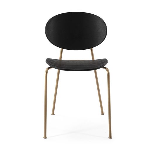 Chaise en métal noir/doré, 42x51x78cm