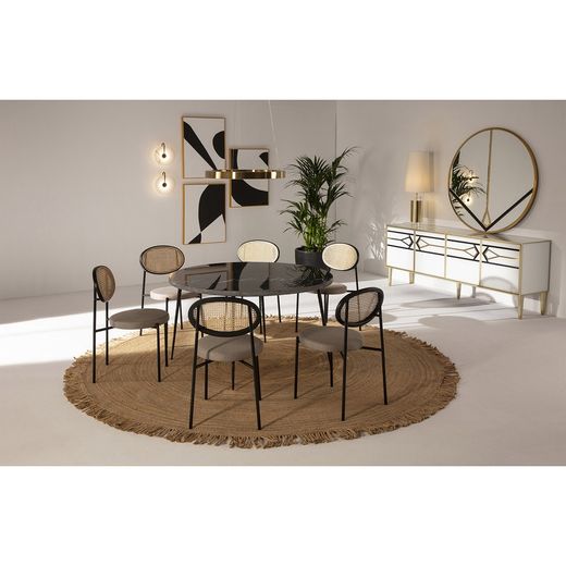 Chaise en métal et rotin, 44x53x83cm