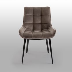 Metal and Velvet Chair Devany Beige, 57x57x86cm