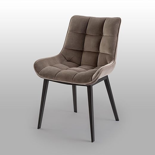 Metal and Velvet Chair Devany Beige, 57x57x86cm
