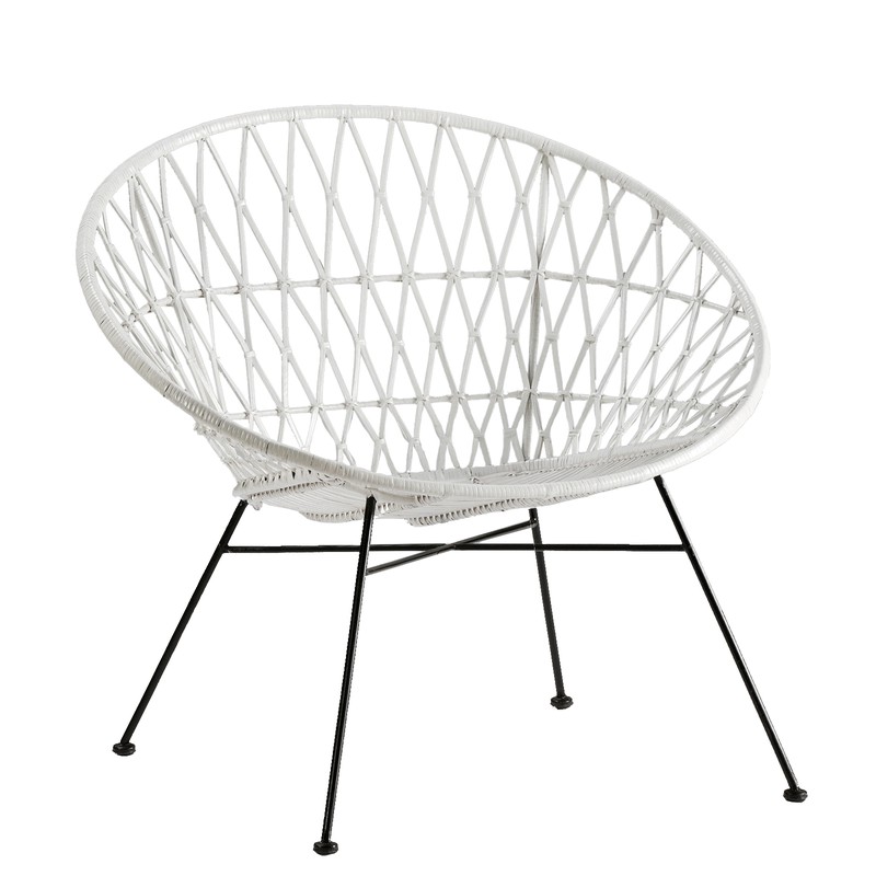 vrijdag Bestuiver slinger Witte rieten stoel, 73x86x78 cm — Qechic