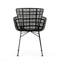 Black metal and wicker chair, 55 x 62 x 80 cm