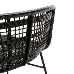 Black metal and wicker chair, 55 x 62 x 80 cm