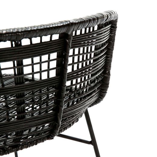 Black metal and wicker chair, 55 x 62 x 80 cm