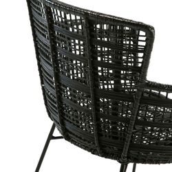 Black metal and wicker chair, 55 x 62 x 80 cm