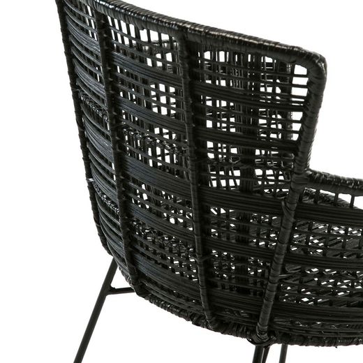 Black metal and wicker chair, 55 x 62 x 80 cm