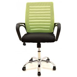 Krzesło biurowe uchylne z siateczką w kolorze pistacjowym i czarnym materiałem, 53 x 54 x 81/89 cm