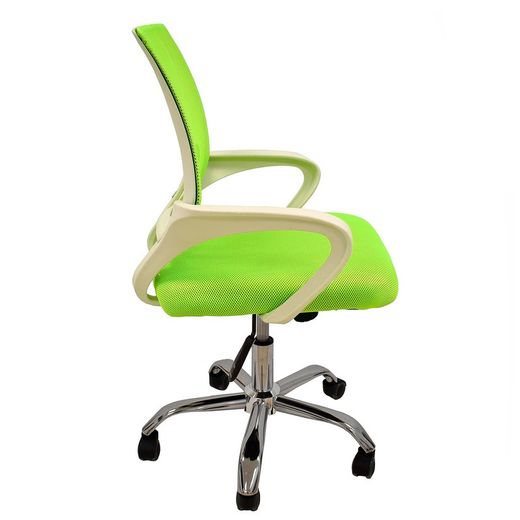 Krzesło biurowe uchylne z siatką i zielonym materiałem, 56 x 59 x 89/97 cm