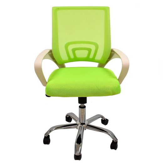 Krzesło biurowe uchylne z siatką i zielonym materiałem, 56 x 59 x 89/97 cm