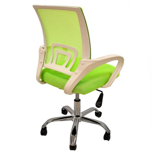Krzesło biurowe uchylne z siatką i zielonym materiałem, 56 x 59 x 89/97 cm