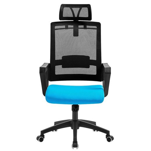 Krzesło biurowe z czarną siatką i jasnoniebieską tkaniną, 60 x 63 x 116/125 cm