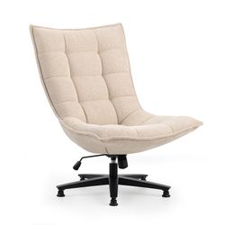 Chaise de bureau en tissu beige, 101 x 76 x 81 cm | Cave