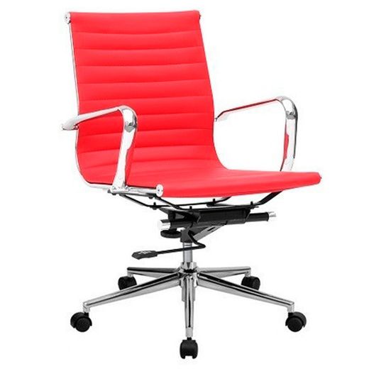 Sedia da ufficio girevole e inclinabile in similpelle rossa 62 x 63 x 93/103 cm