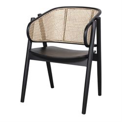 Iep en lisdodde stoel in zwart en naturel, 62 x 59 x 80 cm | Yumak