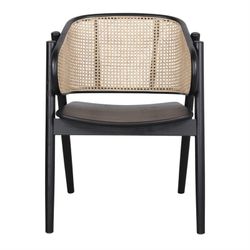 Iep en lisdodde stoel in zwart en naturel, 62 x 59 x 80 cm | Yumak