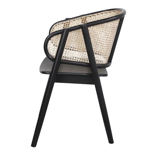 Iep en lisdodde stoel in zwart en naturel, 62 x 59 x 80 cm | Yumak