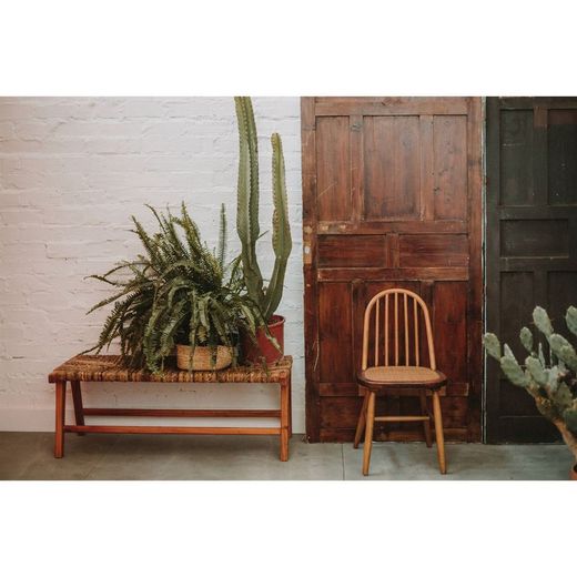 Iep en rotan stoel in naturel, 45 x 49 x 89 cm | manzana