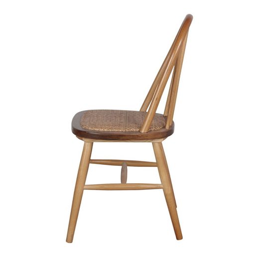 Iep en rotan stoel in naturel, 45 x 49 x 89 cm | manzana