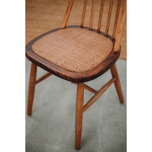 Iep en rotan stoel in naturel, 45 x 49 x 89 cm | manzana