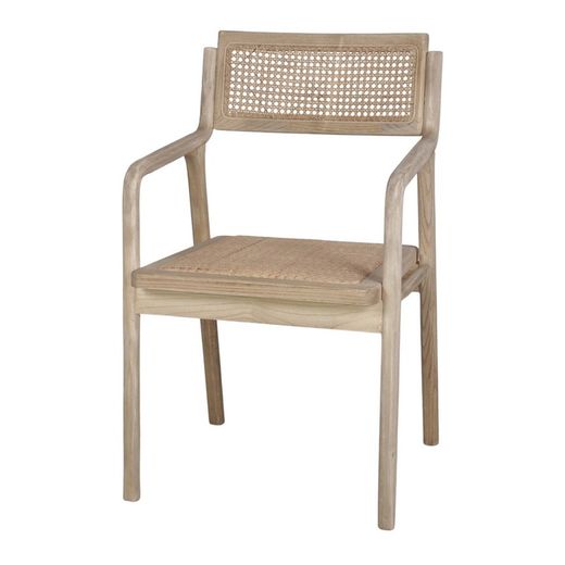 Iep en rotan stoel in naturel, 52 x 56 x 85 cm | iso's