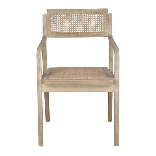 Iep en rotan stoel in naturel, 52 x 56 x 85 cm | iso's