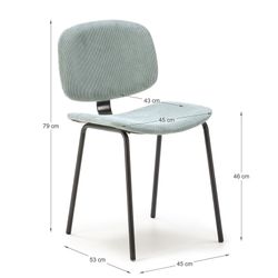 Corduroy chair in aquamarine, 44 x 51 x 79 cm | Arus