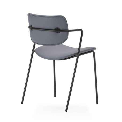 Faux leather chair in charcoal grey, 49 x 55 x 79 cm | Mayka