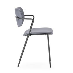 Faux leather chair in charcoal grey, 49 x 55 x 79 cm | Mayka