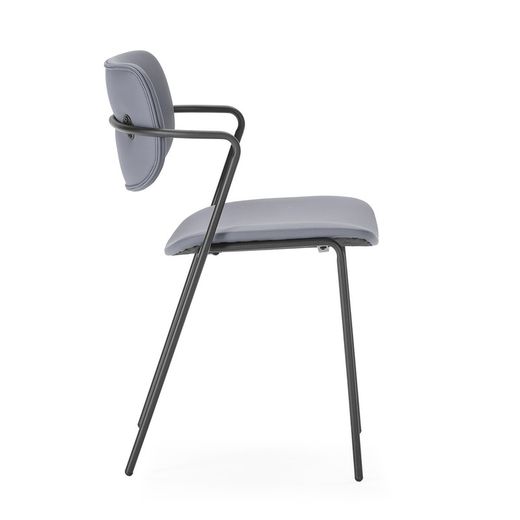 Faux leather chair in charcoal grey, 49 x 55 x 79 cm | Mayka