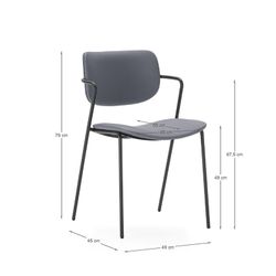 Faux leather chair in charcoal grey, 49 x 55 x 79 cm | Mayka