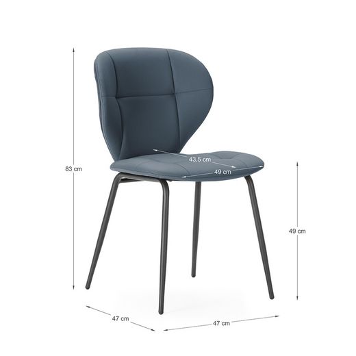 Faux leather chair in dark grey, 50 x 57.5 x 83 cm | Maura