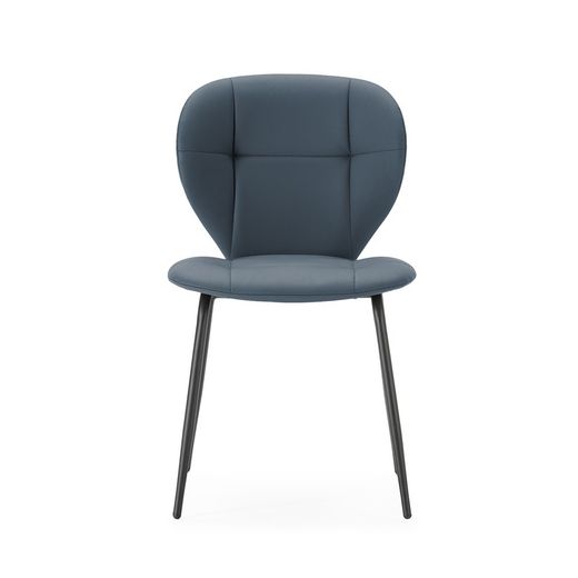 Faux leather chair in dark grey, 50 x 57.5 x 83 cm | Maura