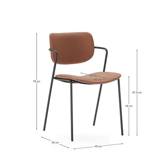 Faux leather chair in tile, 49 x 55 x 79 cm | Mayka