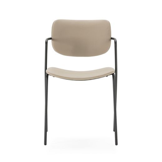 Faux leather chair in taupe, 49 x 55 x 79 cm | Mayka